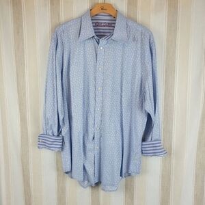 Robert Graham‎ Long Sleeve Button Down Shirt Pastel Blue Size 3XL Stripes